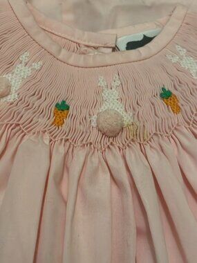 TRUE Pink Smocked Bunny Dress, Size 12 Months